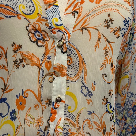 KUT from the Kloth Paisley Chiffon High Low Blouse - Picture 2 of 9